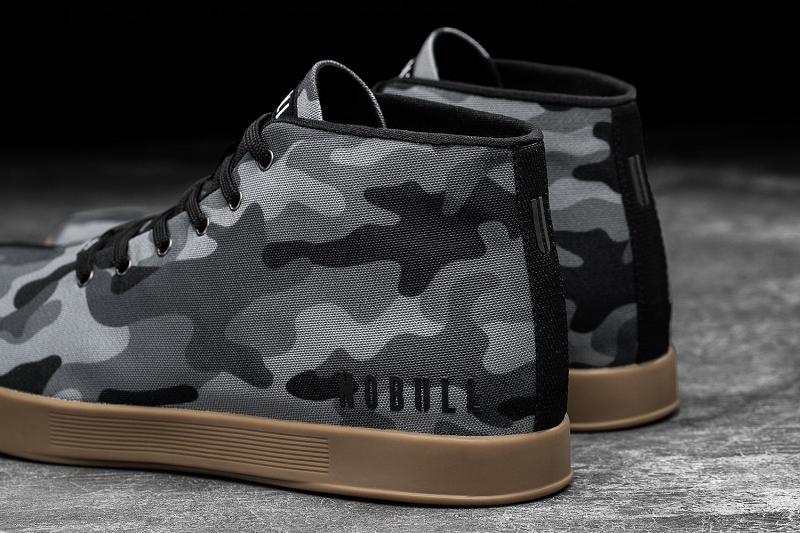 Black Nobull Camo Canvas Mid Women's Trainers | CA R1970V